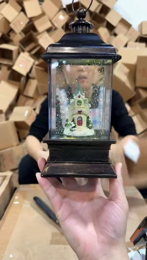 瓷片房子提灯摆件