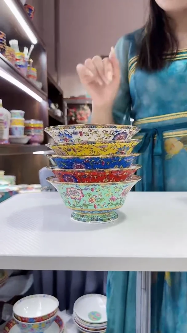 瓷片6英寸元宝碗5个景德镇陶瓷