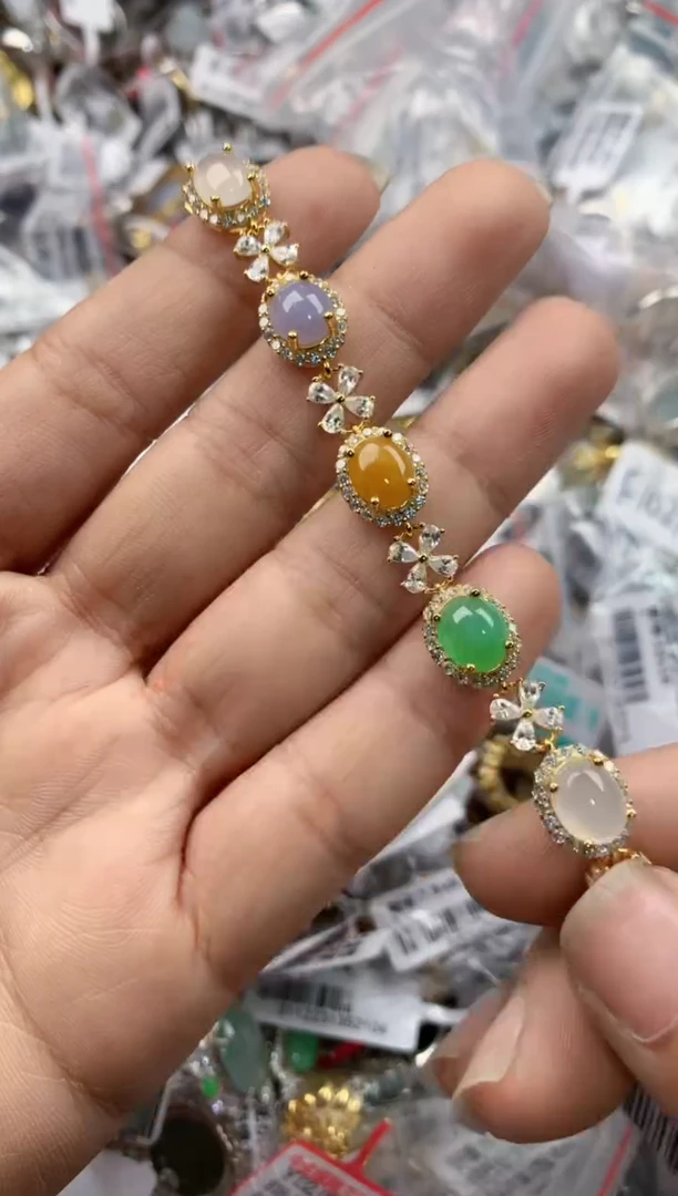银S925镶嵌戒指翡翠5555----8