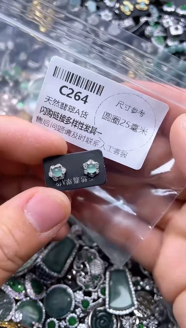【闪购商品】翡翠颈饰未镶嵌C264耳钉