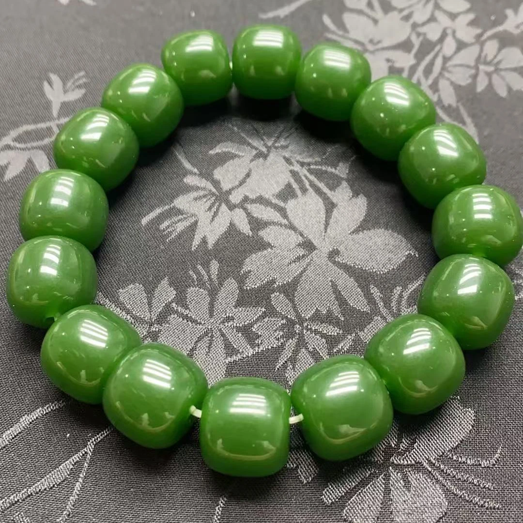 532号和田玉碧玉桶珠14mm手串