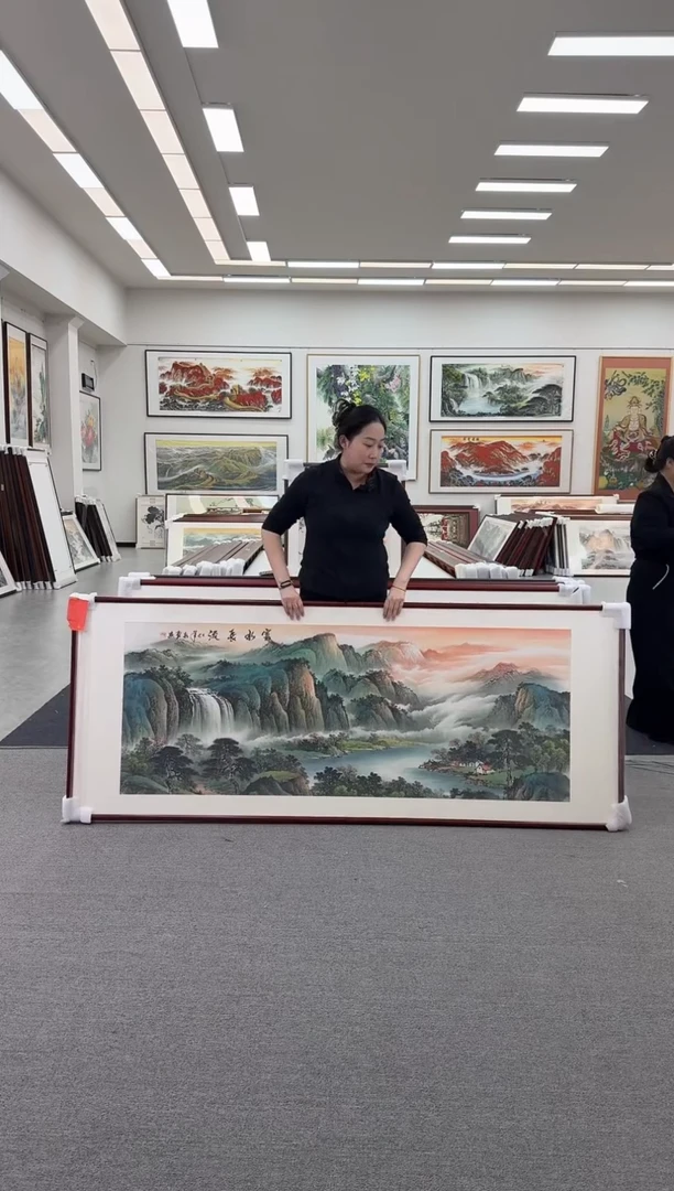 国画手绘 236*90   富水长流