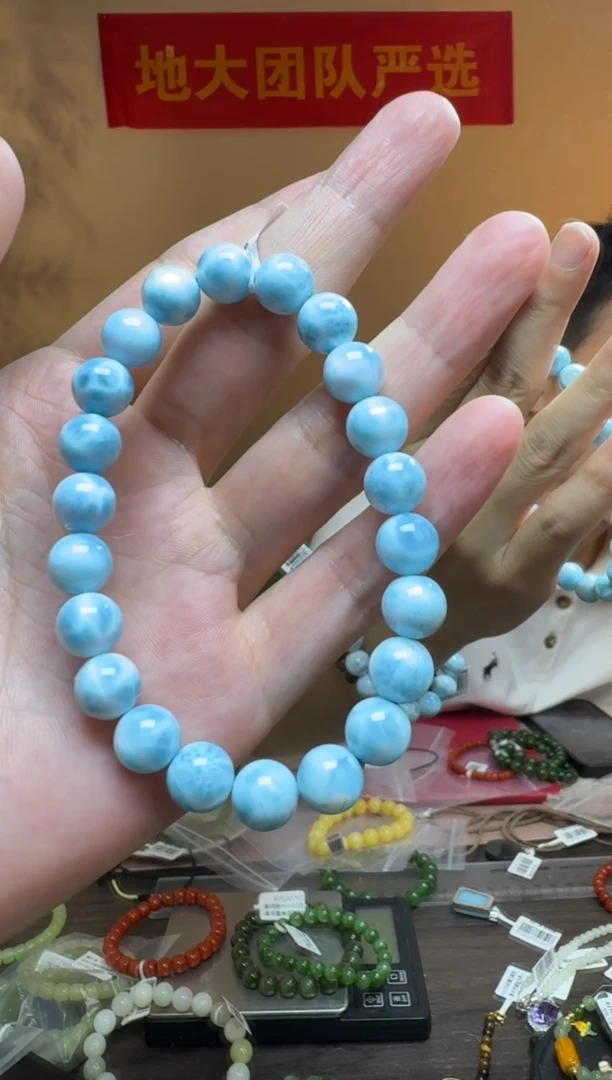 未镶嵌针钠钙石（海纹石）手串约8mm高品质海纹石圆珠手串