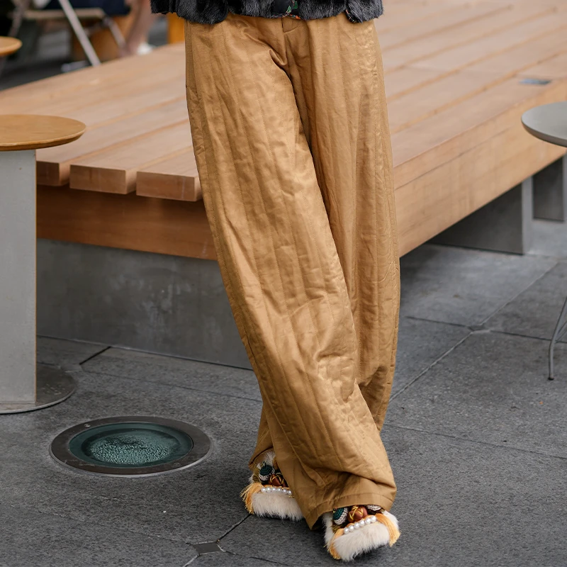 【遇见棉麻】加棉裤后松紧腰休闲裤棉麻哈伦裤宽松显瘦裤子