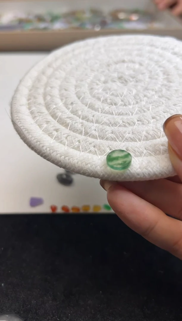 未镶嵌定制翡翠冰绿花圆牌1980+198-xxf047