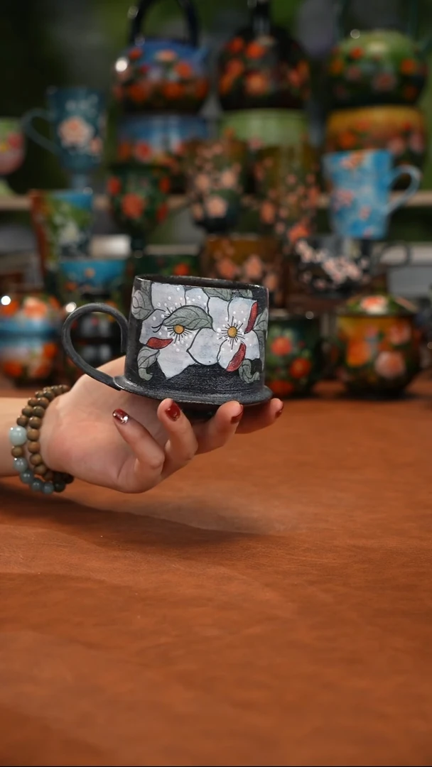 紫砂油画釉下彩手绘