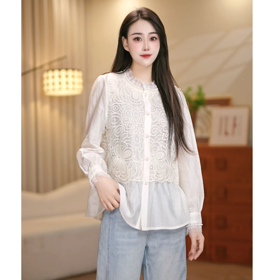 【琴琴专属】-03新款蕾丝领别致甜美奶乖不扎人上衣减龄漂亮小衫