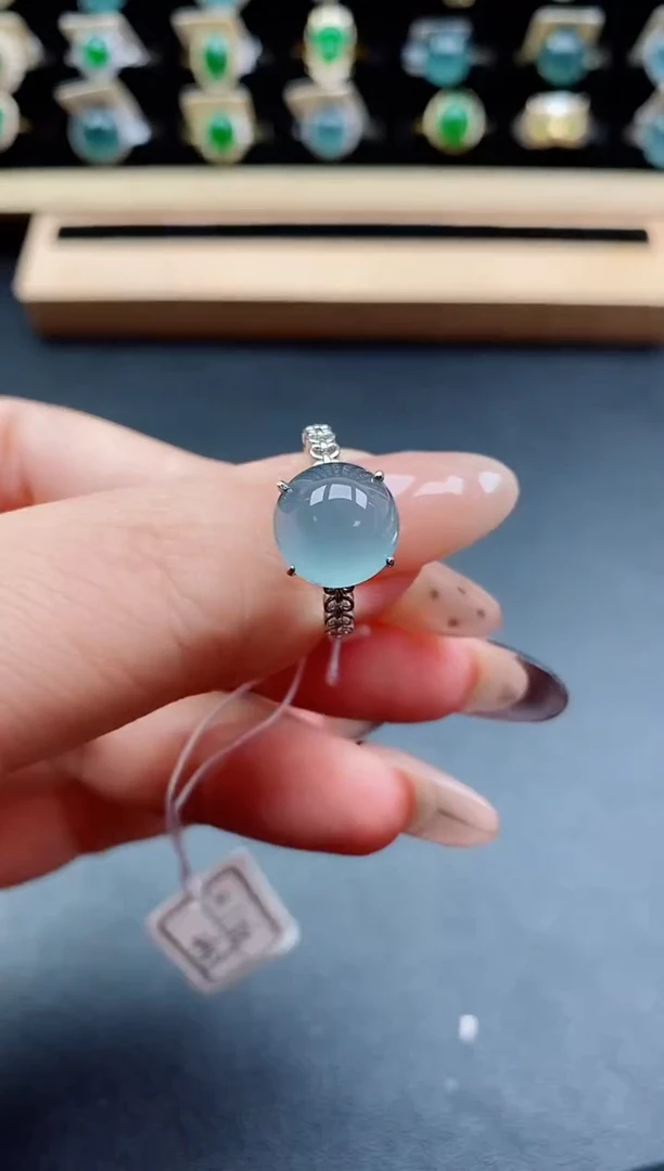 银S925镶嵌戒指翡翠1