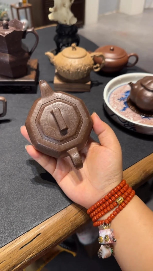 茶壶紫砂五****福八方无极 刻绘【预】