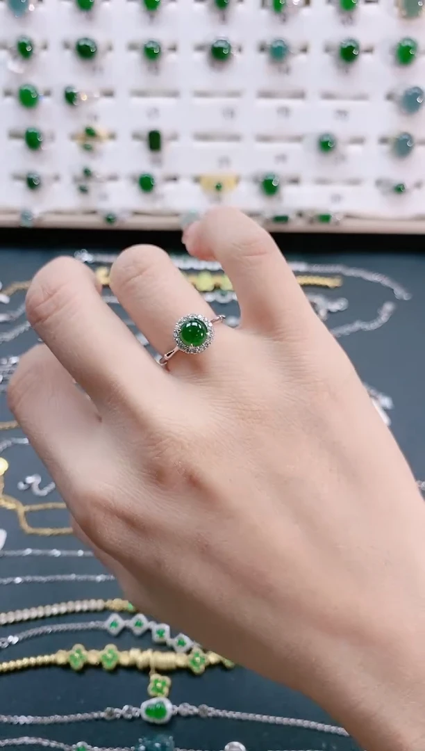 【闪购商品】翡翠戒指银S925镶嵌天然翡翠