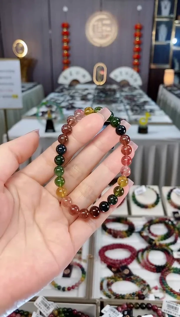未镶嵌收藏级老矿碧玺单圈手串7mm+碧玺hon多样性发货一条