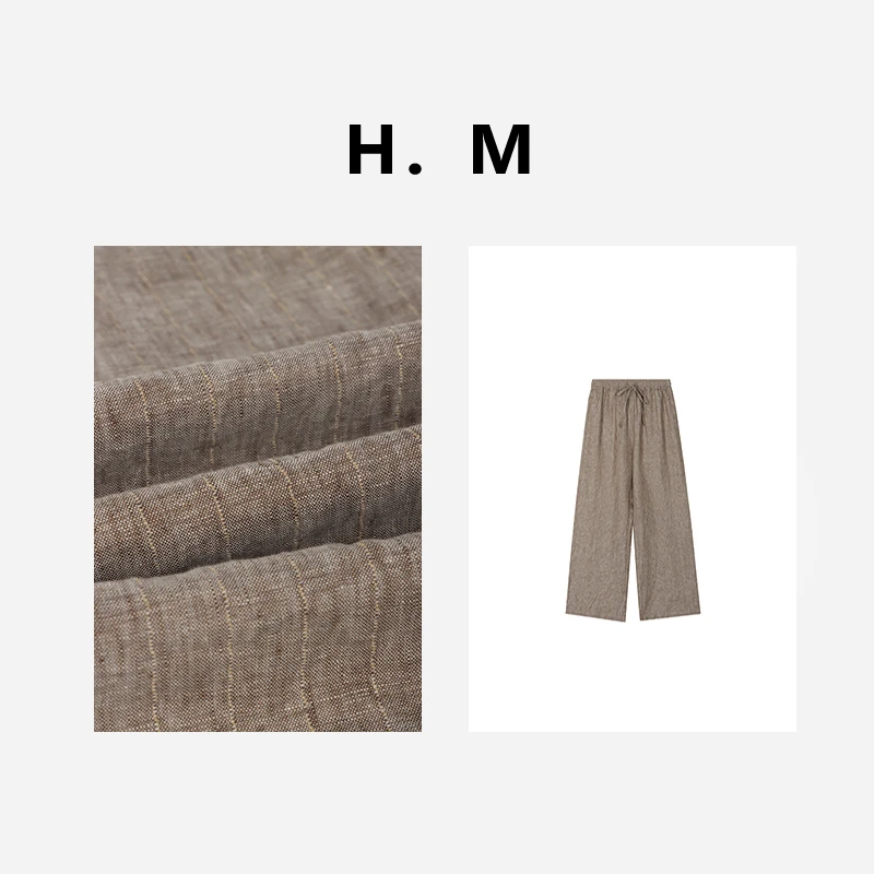 【超模裤】亚麻色织布高密女士休闲裤直筒百搭夏季