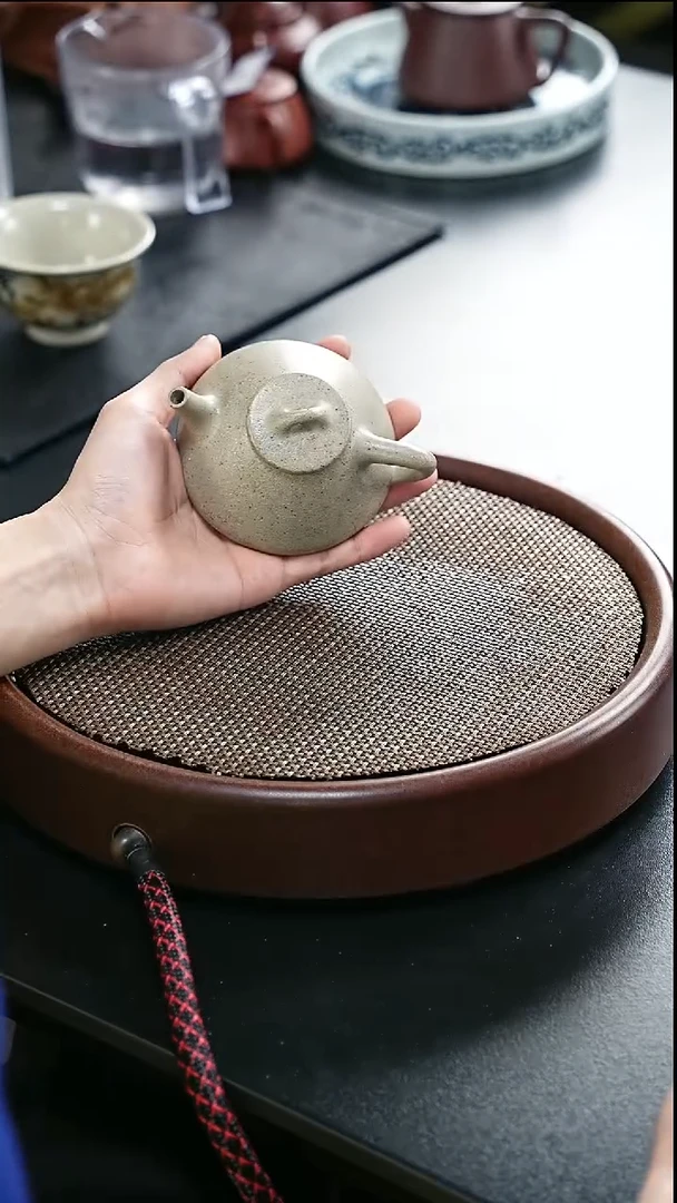 茶壶紫砂子冶-黑段-全手工微瑕（破）