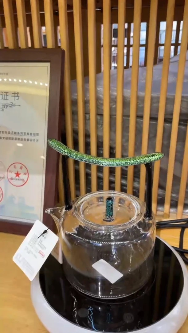 手工艺品玻璃鹊桥壶绿晶