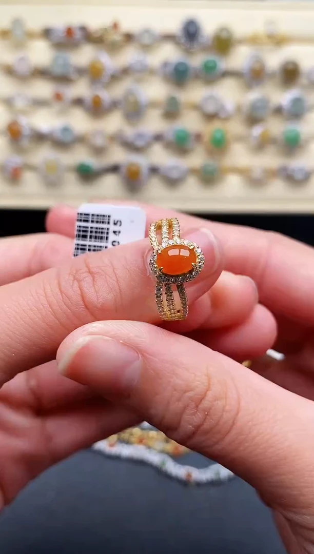 翡翠戒指银S925镶嵌33333333+10