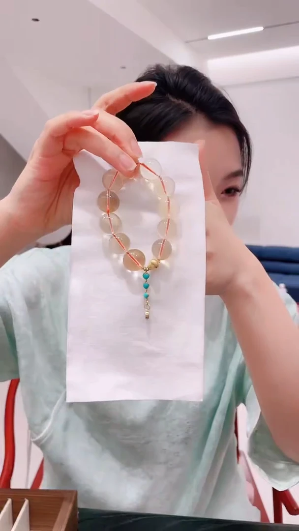 水晶手链18K金镶嵌黄水晶