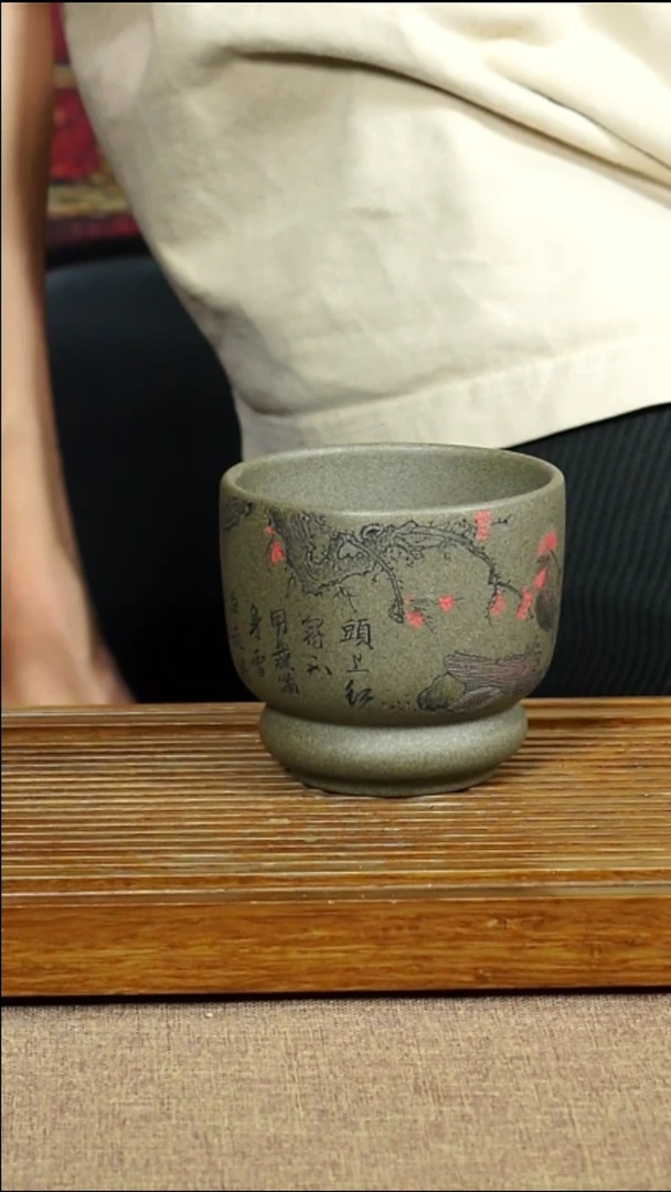 茶杯紫砂南柯记全手刻绘杯