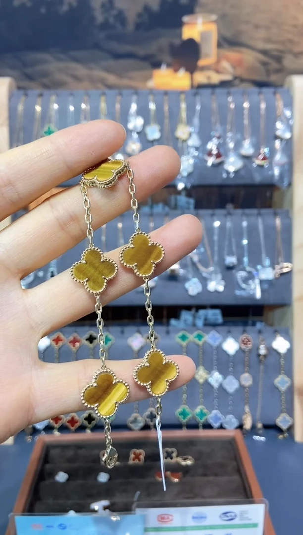 18K金K黄虎眼石五花手链 简约 轻奢