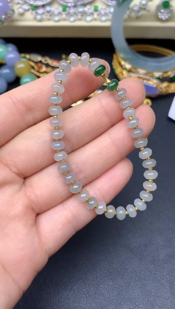 18K金镶嵌手串翡翠164-雪姐翡翠天天见