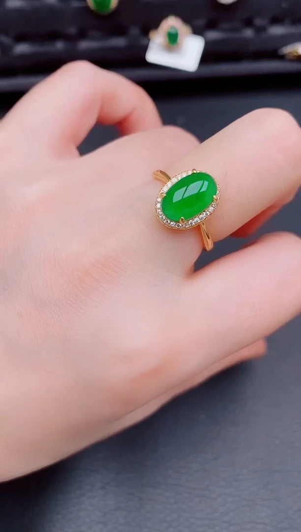 【闪购商品】翡翠戒指银S925镶嵌天然a货翡翠158