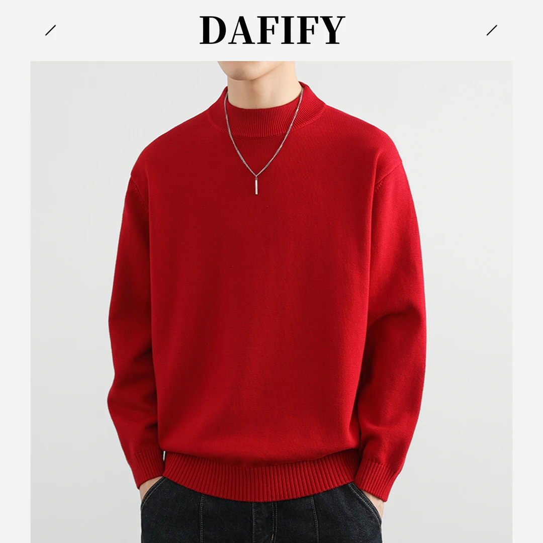 DAFIFY纯棉中国红男士毛衣秋冬款本男男6080花式绞花针织毛衣