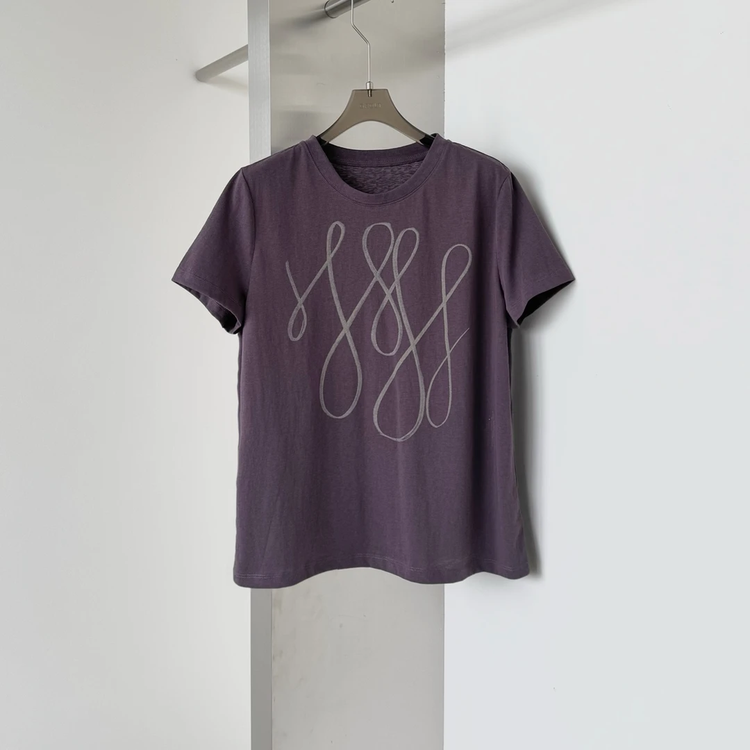 极简休闲百搭线条印花短袖T恤女 T8232