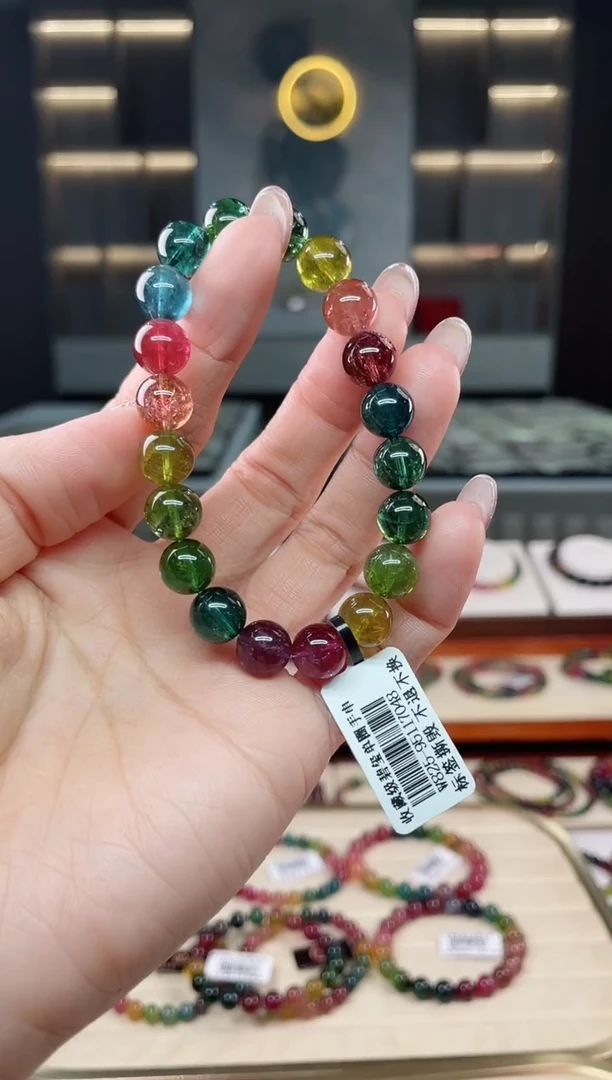 未镶嵌老矿碧玺单圈手串9mm+碧玺（多样性发一条）T