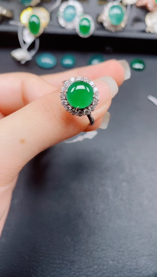 银S925镶嵌戒指翡翠翡翠1