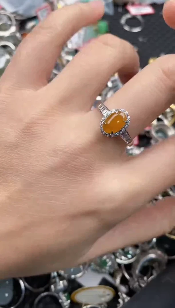 银S925镶嵌戒指翡翠10             9