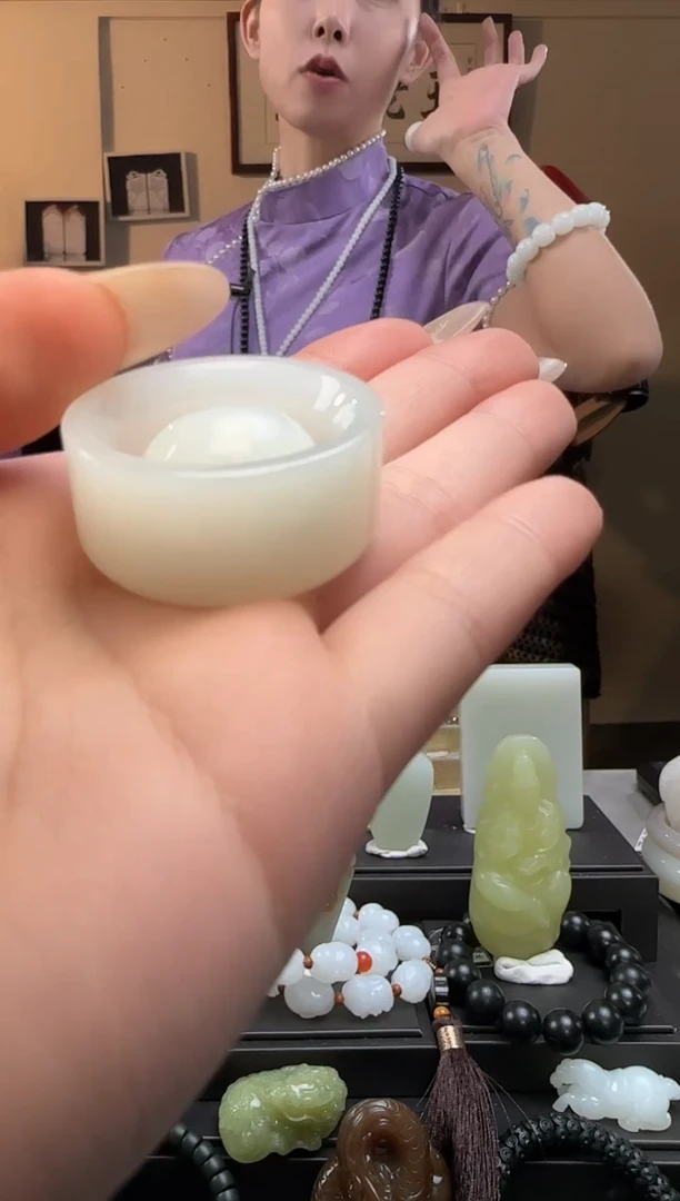 【闪购商品】和田玉白玉扳指未镶嵌21