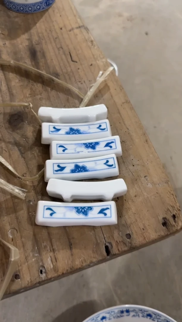 摆件蓝海棠筷架六个一组微瑕请慎拍