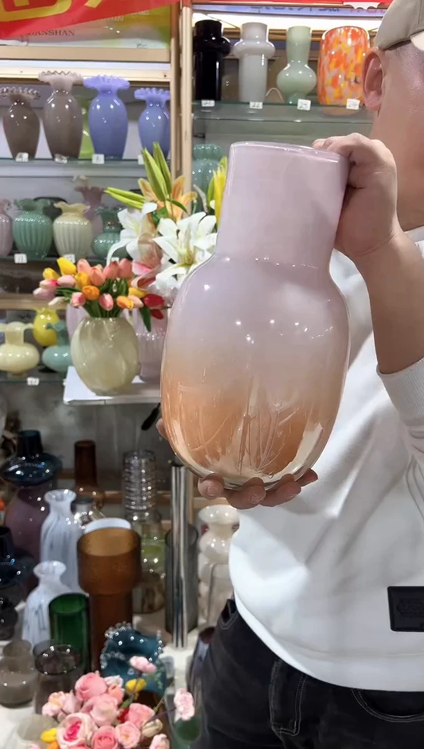 【闪购商品】无铅玻璃粉金花瓶
