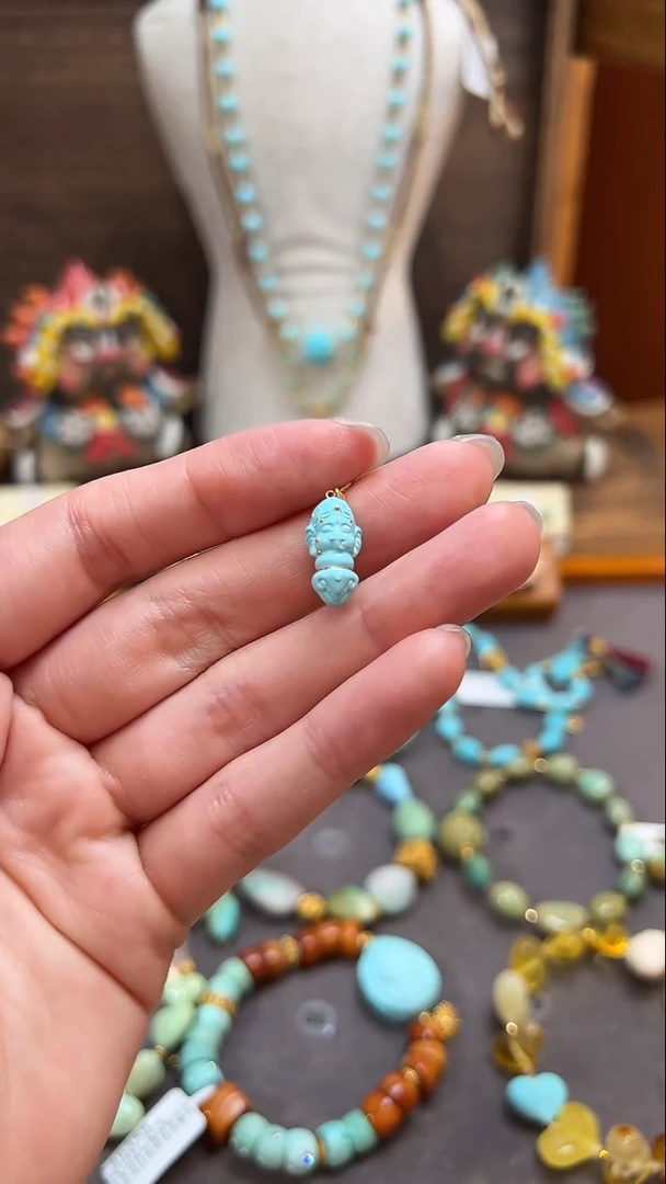 绿松石18K金镶嵌提溜绿松石提溜