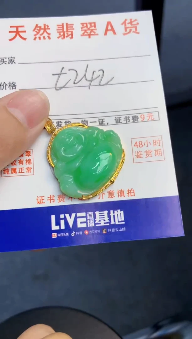 颈饰18K金镶嵌翡翠天然缅甸A货翡翠百元以上9元证书费自理