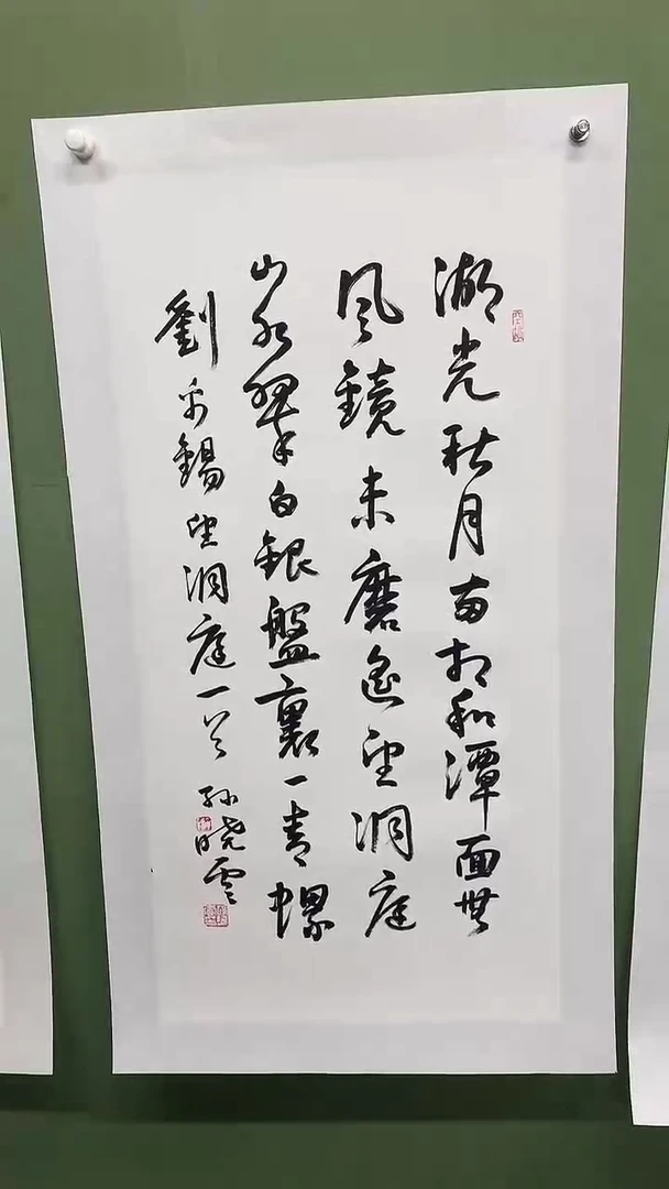 竖款精品三尺书法，湖光