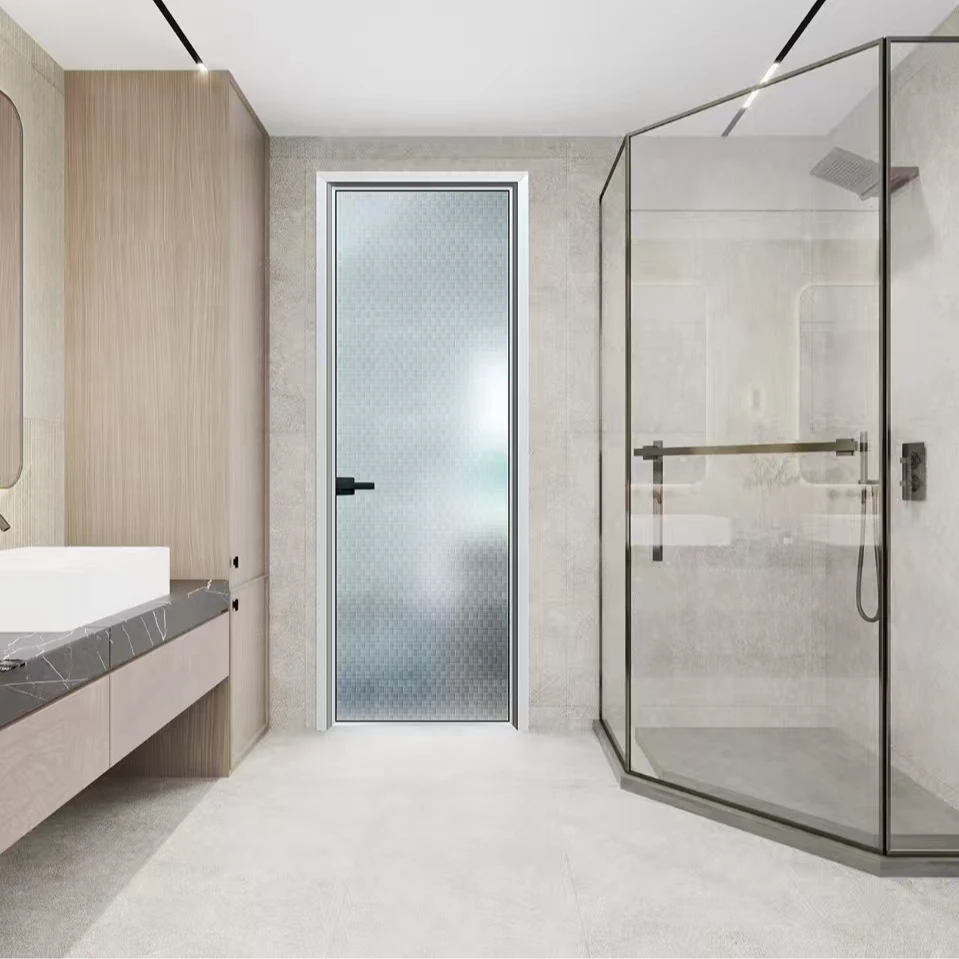 【特价】极窄边框钛镁合金平开门玻璃门