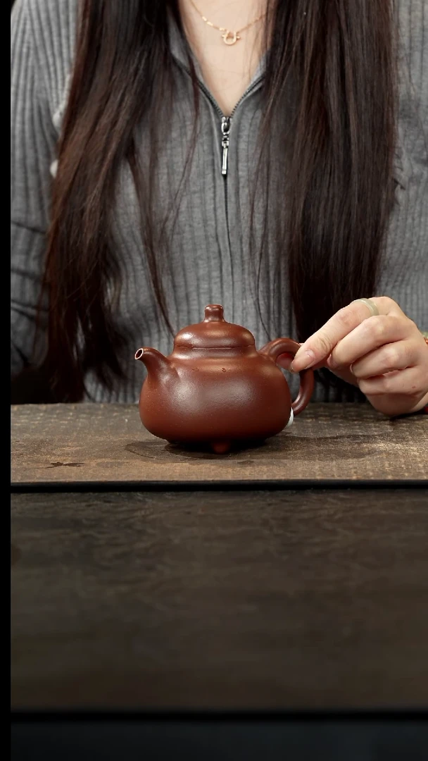 茶壶紫砂桃花紫泥三足乳鼎270cc