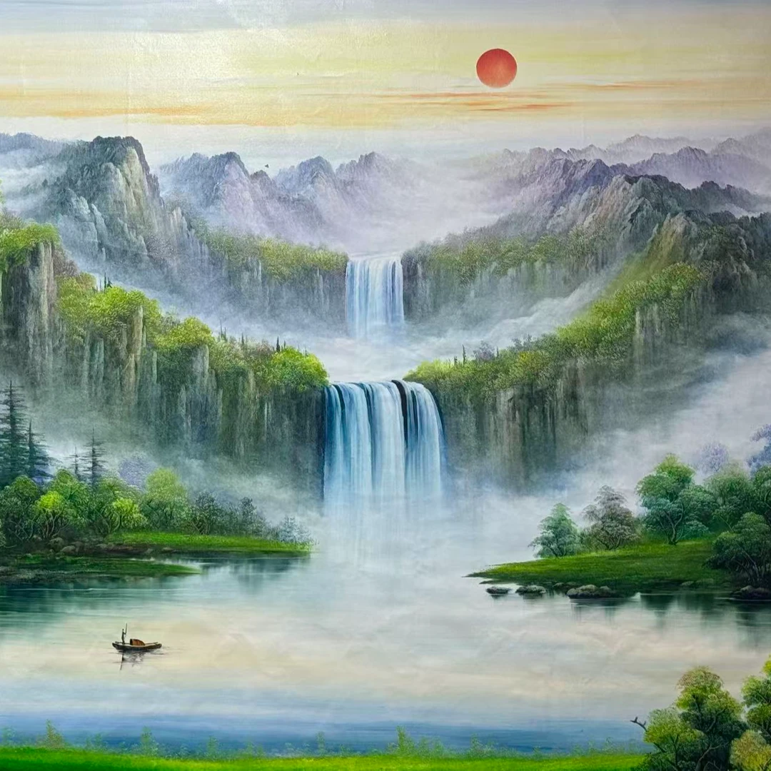 国画山水画旭日东升（防拍链接）