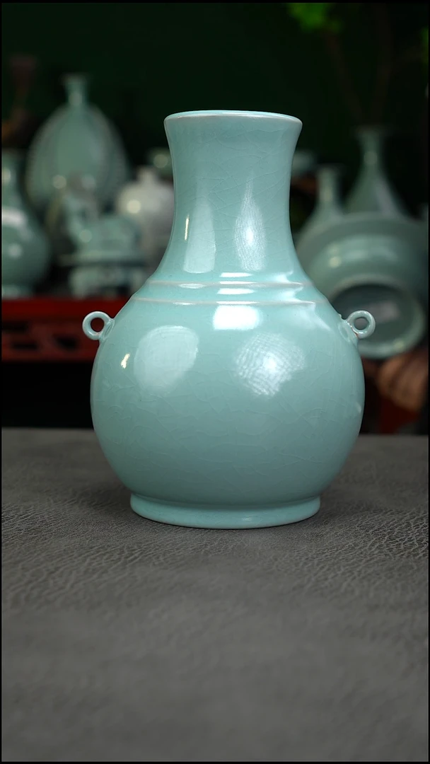 天蓝釉双耳樽  微瑕简包-二