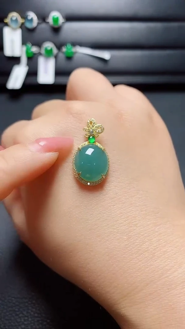 银S925镶嵌戒指翡翠天然翡翠A货s925银镶