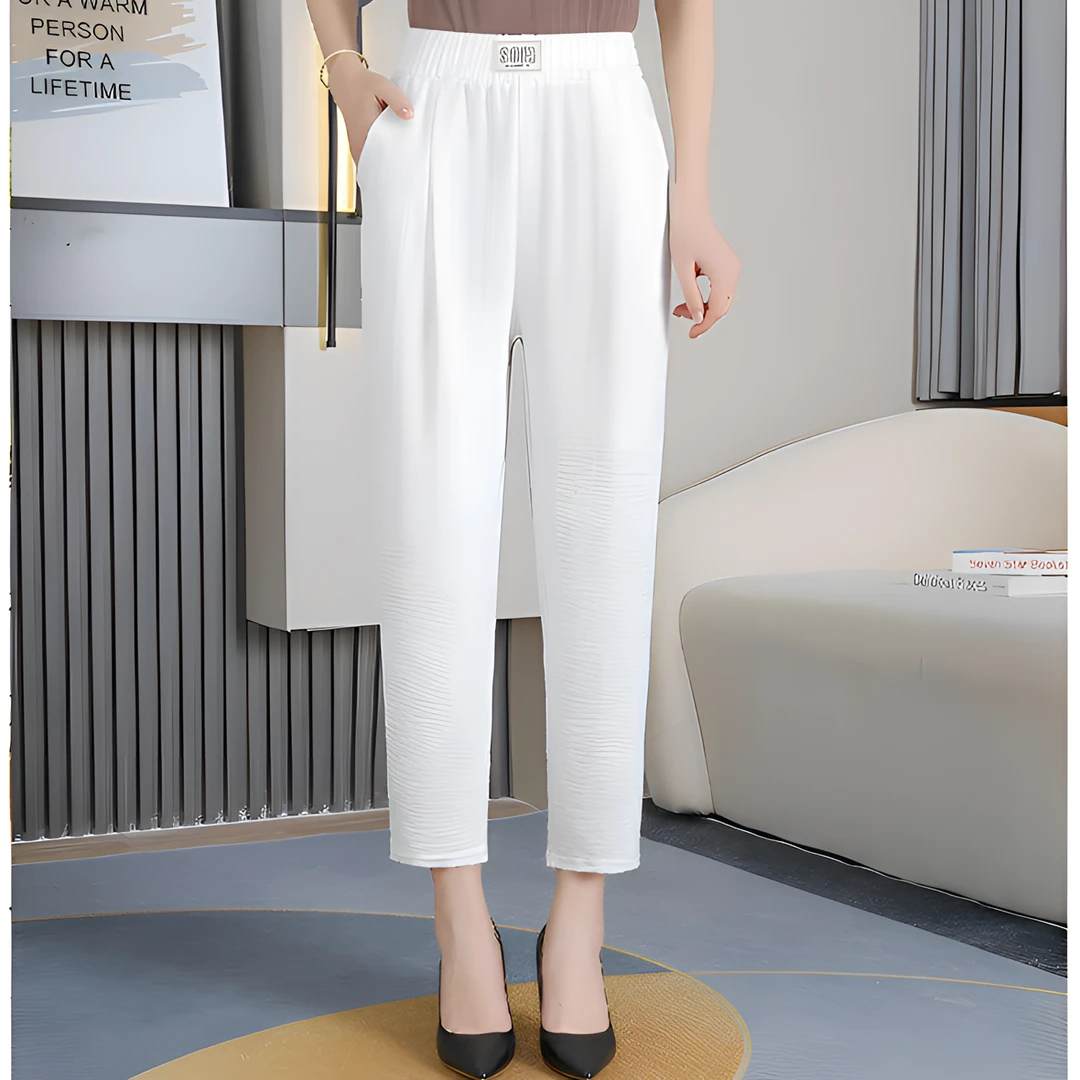 夏季洋气休闲裤女士妈妈裤宽松中年女裤中老年外穿九分裤薄款裤子