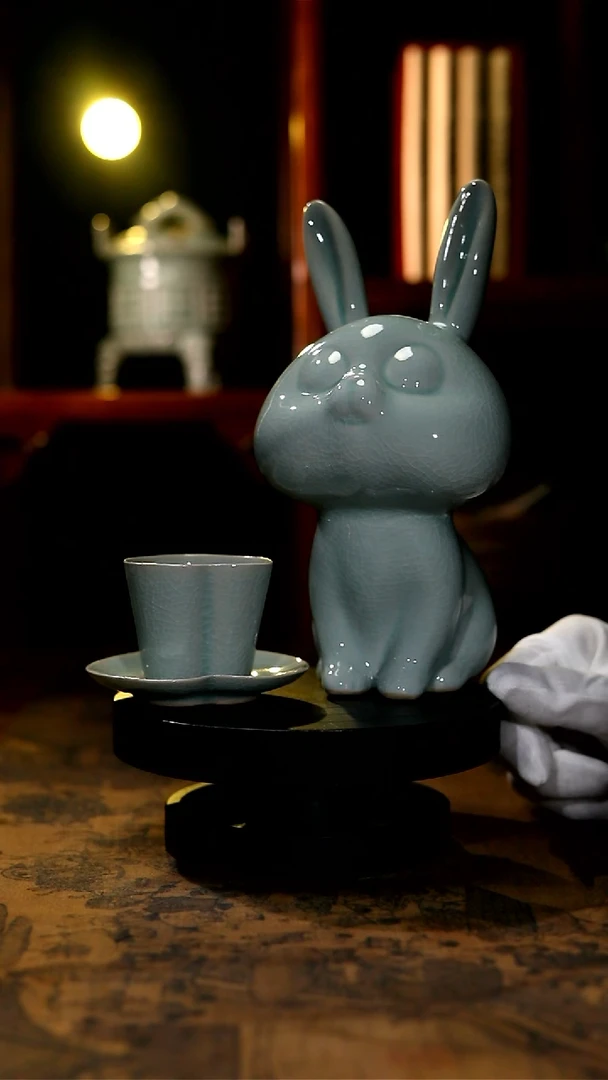 【闪购商品】原矿青绿釉心形茶盏