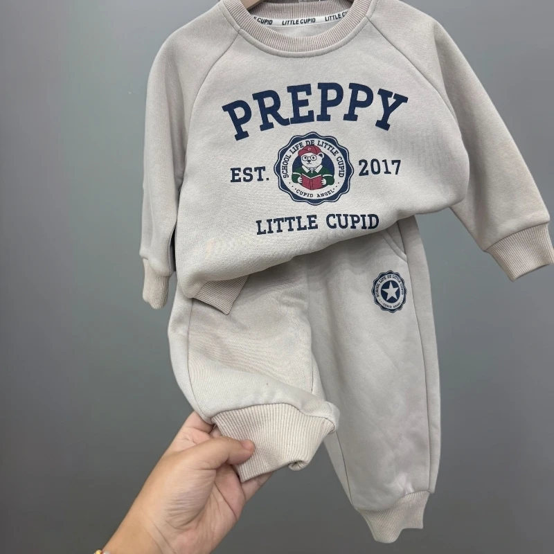 【小熊卫衣套装】WD623儿童春秋男女童印花运动套装百搭