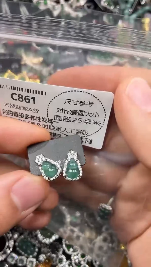 颈饰未镶嵌翡翠C861耳钉