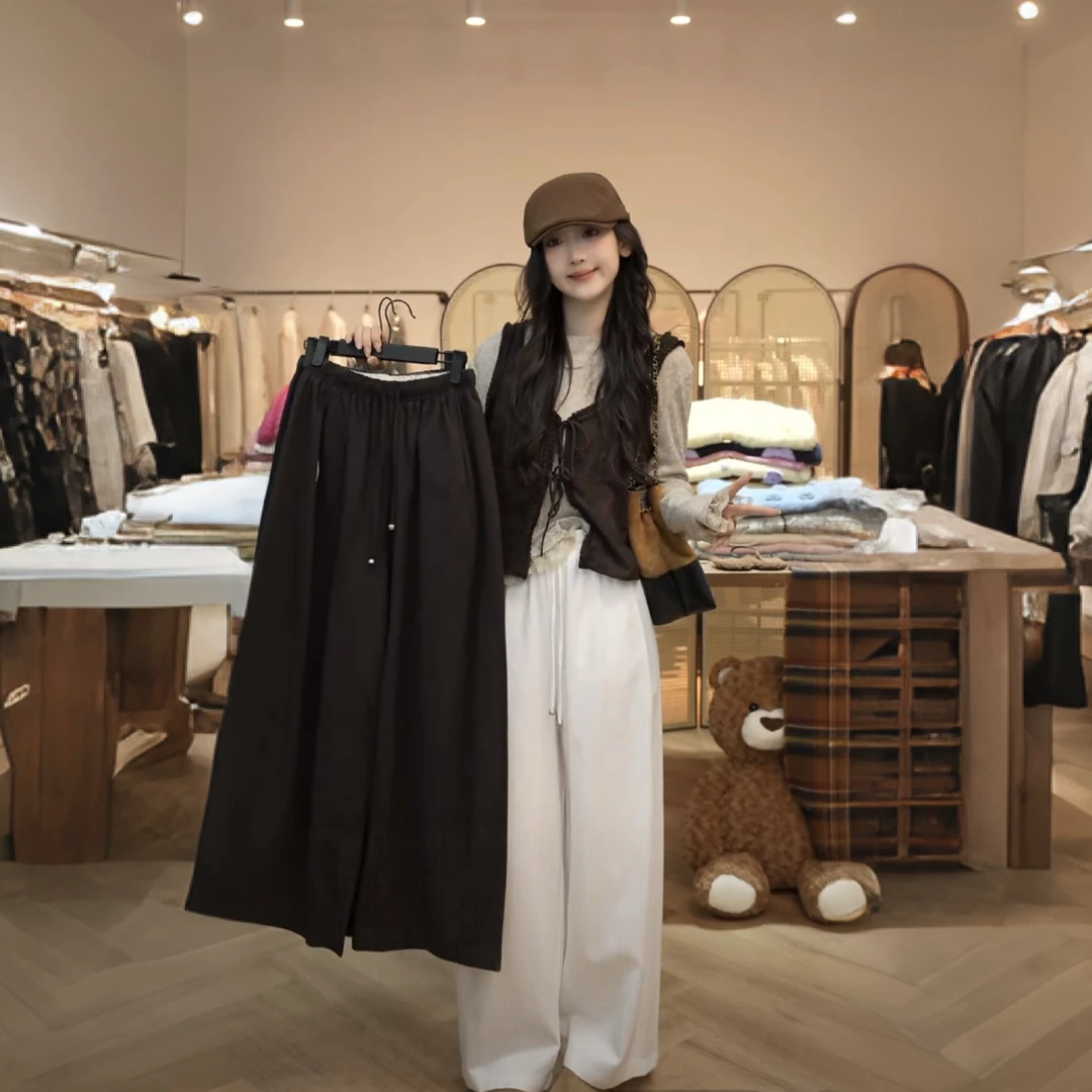 【闵笑一】盐边裤25早秋新款设计款慵懒风百搭休闲裤显瘦阔腿裤女