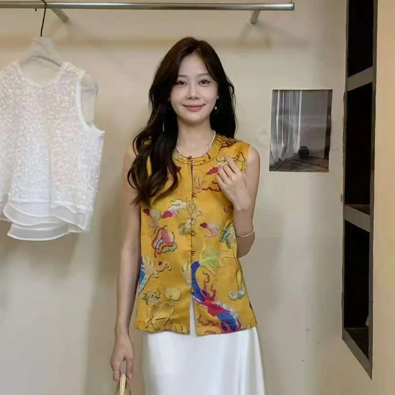 马夹常规气质女工字型款宽松休闲拼接薄款马甲----58316