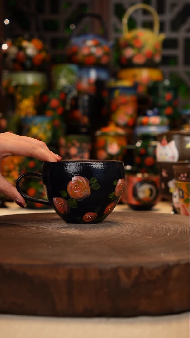 紫砂油画手绘釉下彩