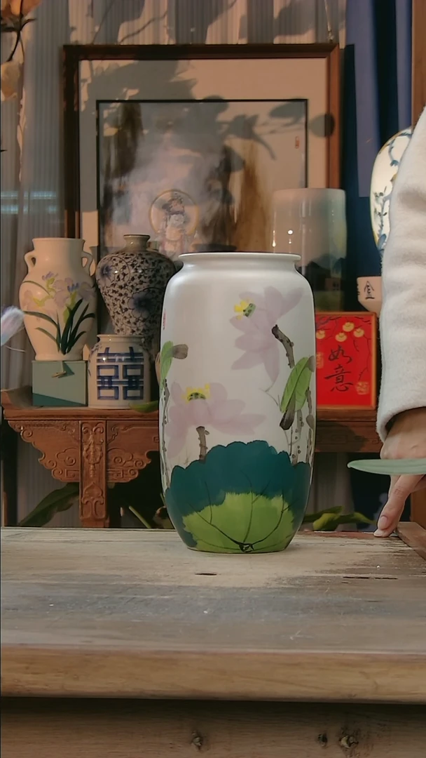 【闪购商品】瓷片景德镇纯手工釉下彩精品花瓶-