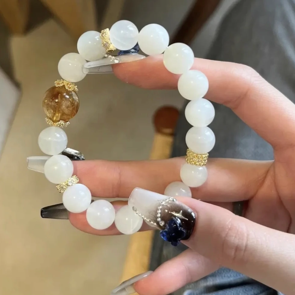 天然白月光手串蜂蜜奶盖高级感清补土金女多样性发一