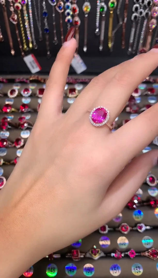 【闪购商品】蓝宝石戒指银S925镶嵌玫瑰金810